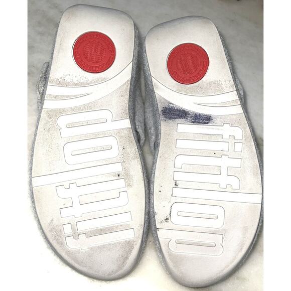 FitFlop size 8 Wobble board Gray Flannel Velcroe Closure Wedge Sandal Thong - Picture 10 of 10